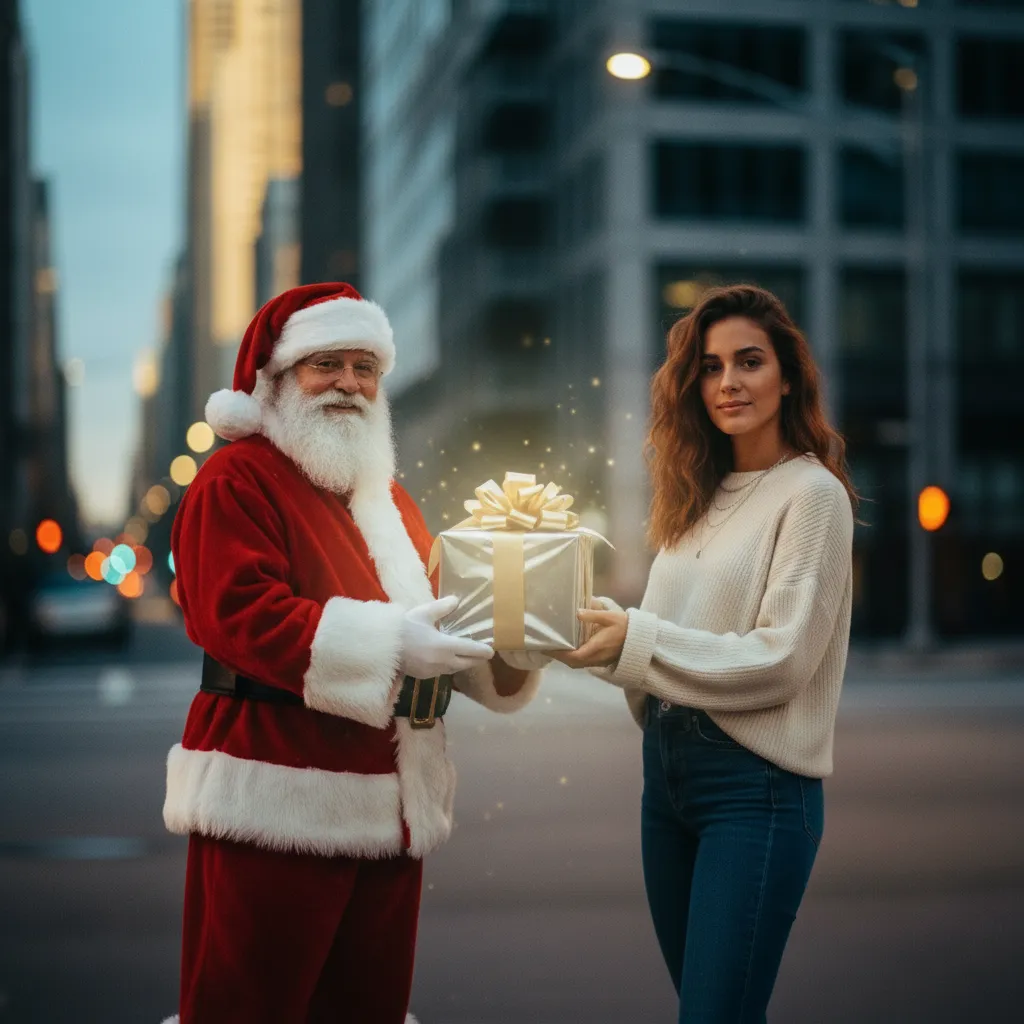 AI Santa Giving Gift Effect